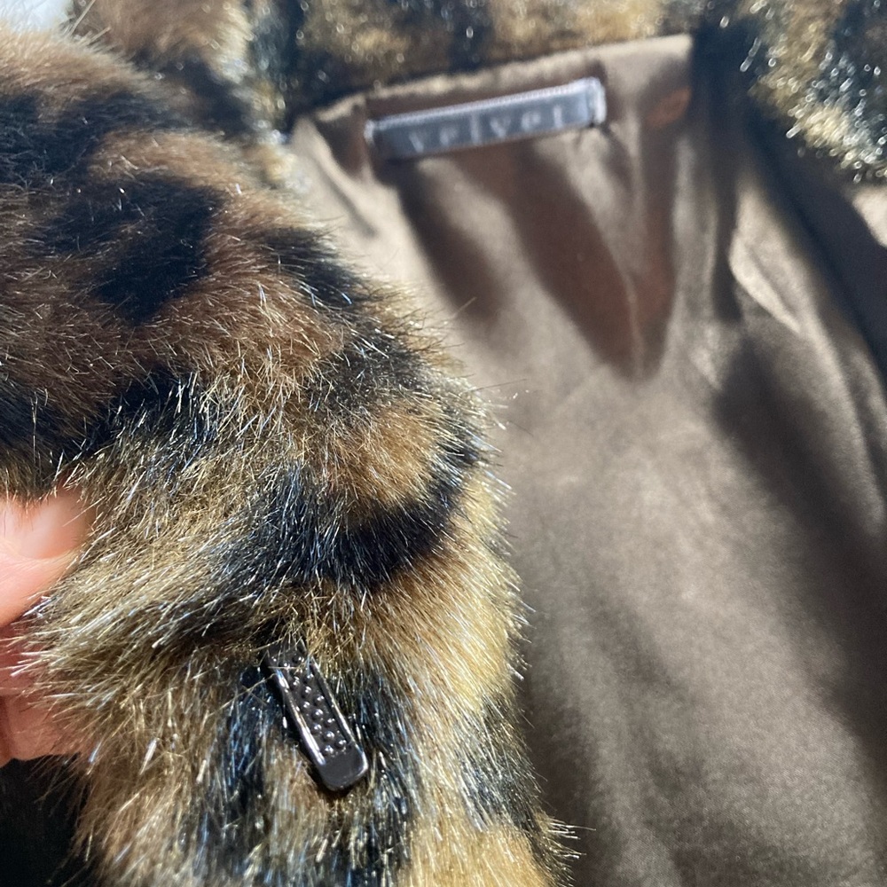Velvet by Graham & Spencer Amani Leopard Print lux Faux Fur Jacket XL - Picture 5 of 8